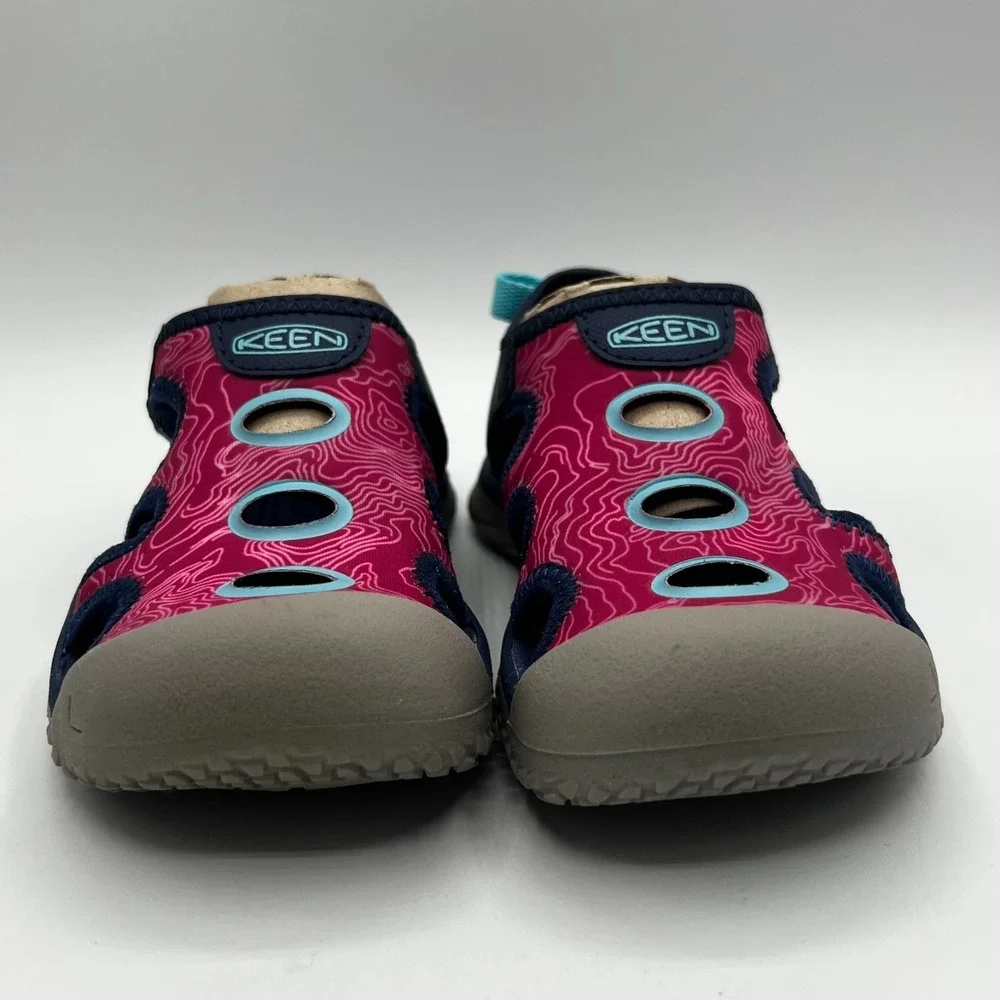 KEEN Kids Stingray Blue Depths Festival Fuchsia Waterproof Sandals Size 8‎